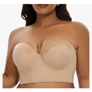 SEA BBOT Women Longline Strapless Bra Full Coverage Corset Bra Hide Back Fat, Size 34D