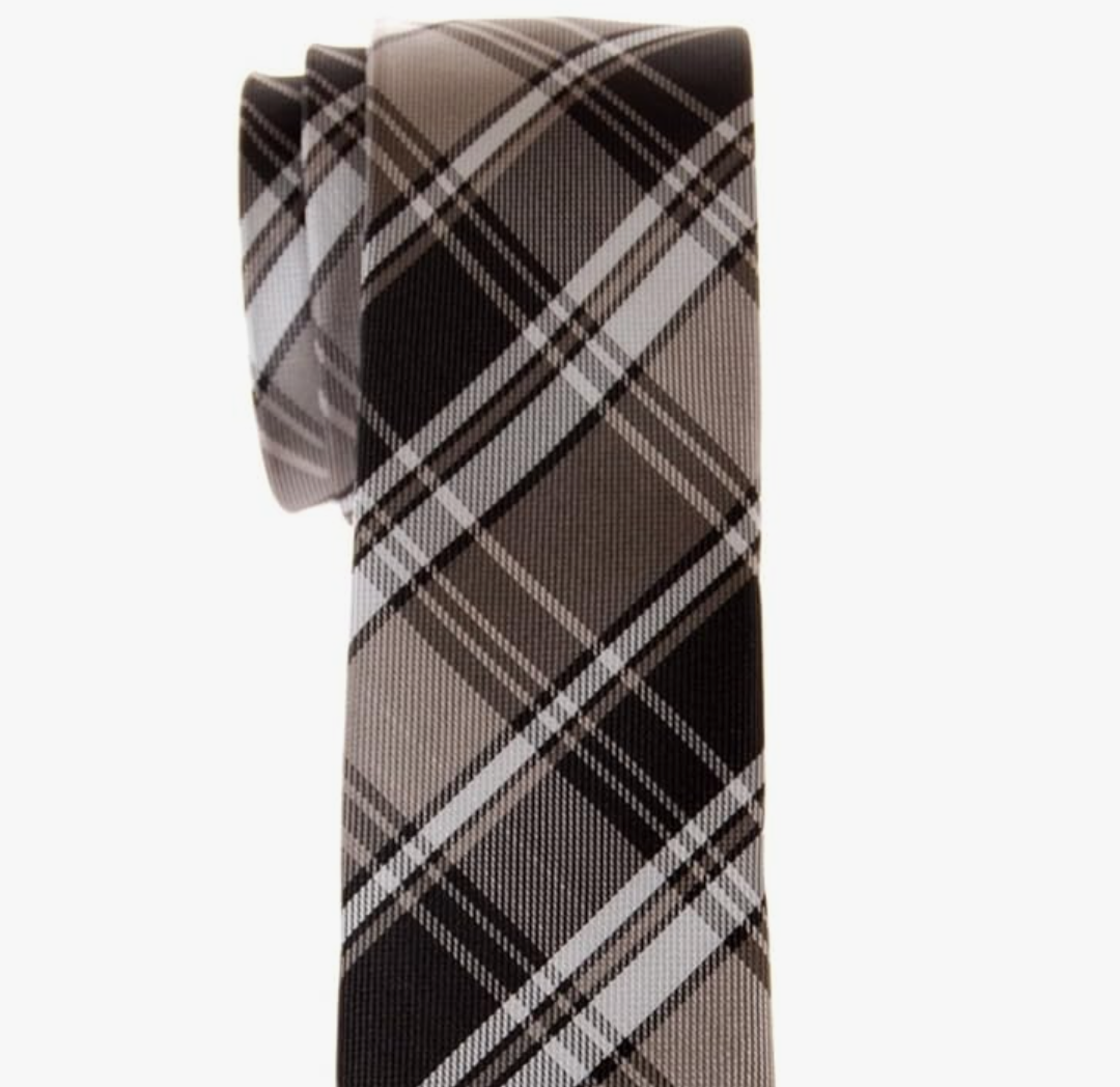 Retreez Retro Styles Classic Plaid Woven Microfiber Skinny Tie