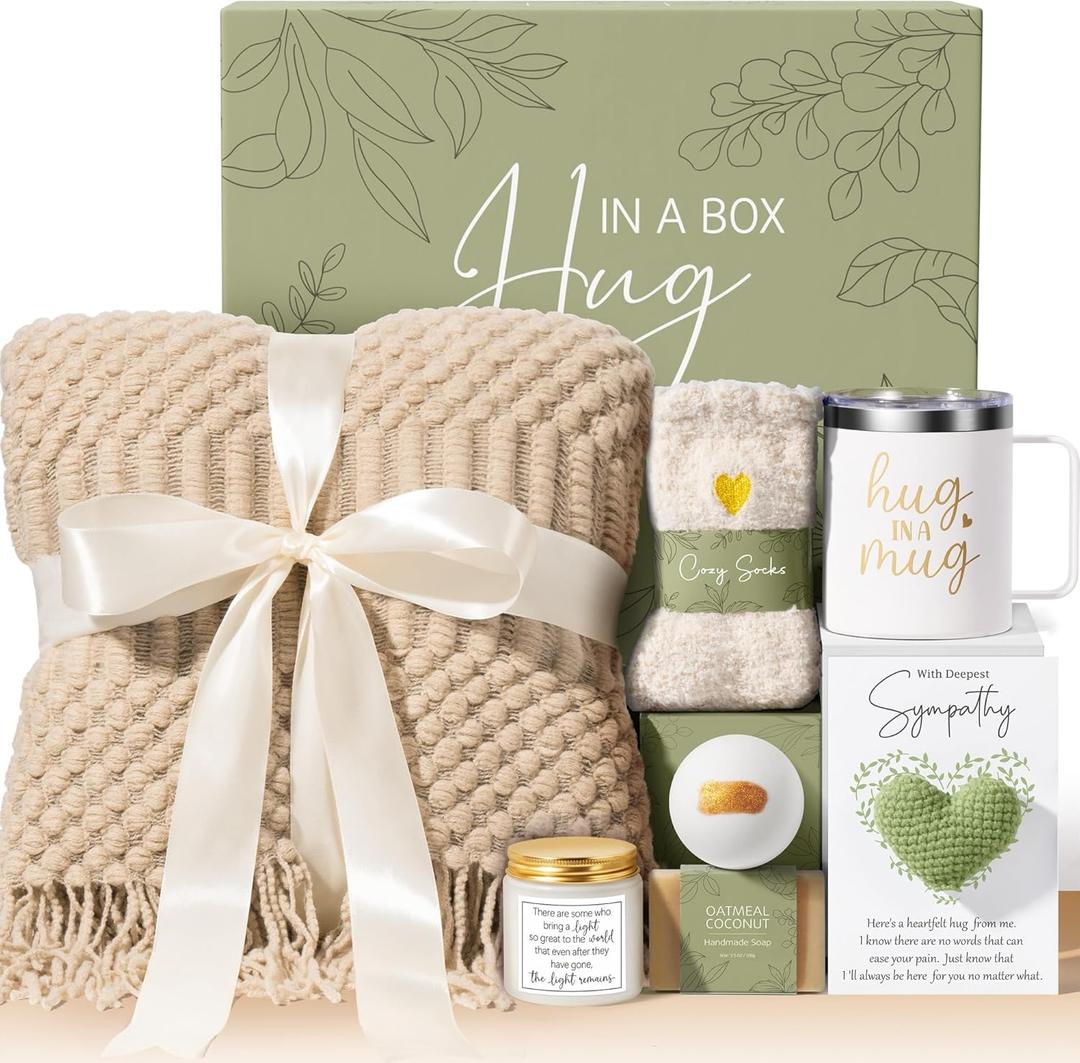 Sympathy Gift Baskets Sympathy Gifts for Loss of Loved One Mother Father Husband Mom Dad, Memorial Condolences Grief Bereavement Gift Ideas for Loss, Miscarriage Gifts for Mothers Women Care Package (Beige)