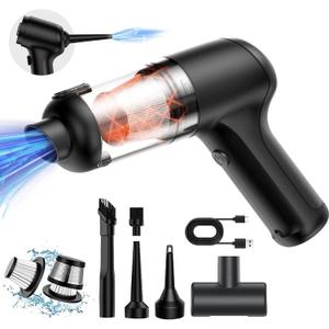 Mini Cordless Handheld Car Vacuum Cleaner/Air Blower, 18000PA Strong Suction, Rechargeable Dust Buster/Hand Pump with Brushless Motor, Low Noise One-Click Dust Removal for Car Home Office Cleaning