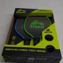 RBX Pickleball Equipment Set (2 Pack 2 Paddles, 2 Balls) Pickleball Game for Kids Premium Wooden Paddles, Ergonomic Grip Design, Durable, X-40 Outdoor Balls (Blue/Green Frame)