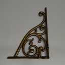 Khtumeware Shelf Bracket 10 Inch, Decorative Brackets for Shelving, Heavy Duty Vintage Ornate Shelf Bracket , Hardware Included, 2 Pack, Antique Brass, 9.84x7x1.73 Inch