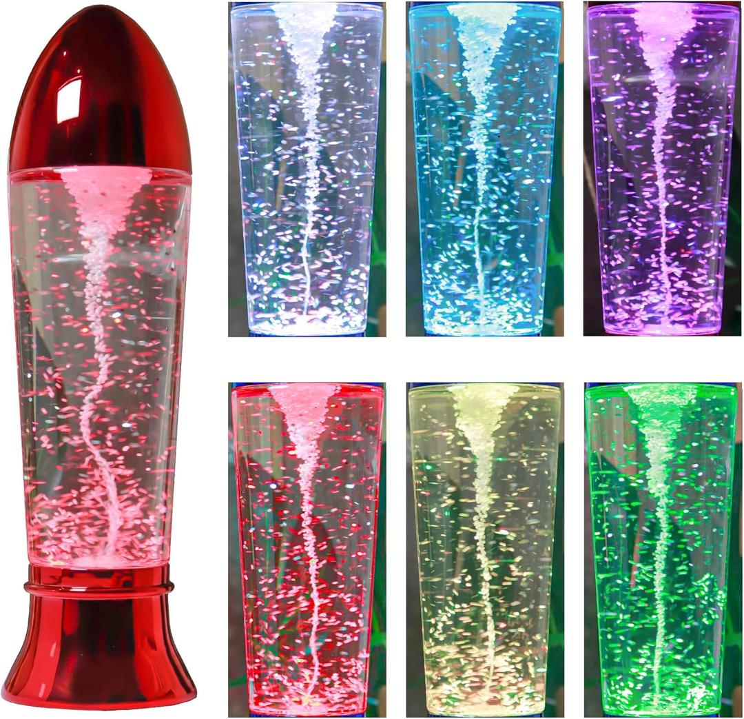 YAKii 10.5" Tornado Lamp LED Color Changing,Tornado Maker Science Toy, Battery/USB Cable Operated,Christmas Day Decoration Red