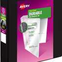 Avery Durable View 3 Ring Binder, 2 Inch Slant Rings, 530-Sheet Capacity, DuraHinge, 2.8 Inch Wide Spine, Customizable Clear Cover and Spine, 1 Black Binder (17031)