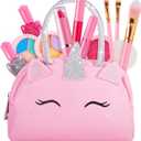Kids Real Makeup Kit with Pink Unicorn Purse, Non Toxic Washable Make Up Set - Unicorn Toys for Girls Age 4-6, Valentines Day Gifts for Kids, Birthday Gift for Girl Ages 3 4 5 6 7 8 9 10 Years Old, Real Makeup