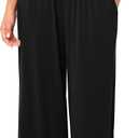 BAMBOO COOL Womens Wide Leg Yoga Pajama Pants Palazzo Casual Loose High Waisted Flowy Bottoms with Pockets Lounge Sweatpants (Black, XXL)