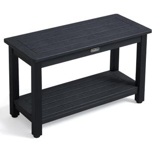 KaimuBench 30'' Waterproof Shower Stool, Poly Lumber Shower Bench Seat for Shaving Legs, HDPS Plastic Bath Chair Seat, Non-Slip & No Maintenance, Black, Weight Capacity 700LBS (30 x 13 Inches), XL Size