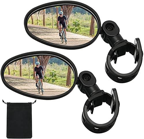 Hestya 2 Pcs Bike Mirror 360 Degree Adjustable Safe Rotatable Handlebar Mirror Bicycle Accessories Shockproof Acrylic Convex for Mountain Road Bike