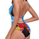 Irisjudy Women Sexy One Piece Swimsuit Tummy Control Swimwear Self Tie V Neck Halter Bathing Suit XS-3XL (S)