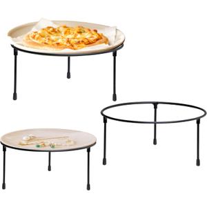 HPC DECOR Set of 3 Black Metal Wire Pizza Pan Riser Stands- Round Pizza Tray Riser Rack - Tabletop Display Racks for Food Platter Tray- Metal Display Stands for Home, Restaurant and Party