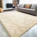 OLANLY 5x8 Machine Washable Large Area Rugs for Living Room, Bedroom, Soft Fluffy Shaggy Bedside Rug, Indoor Floor Carpet for Kids Girls and Boys, Dorms, Nursery, Home Decor Aesthetic, Cream