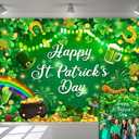 7x5ft Happy St. Patrick's Day Backdrop Irish Lucky Green Shamrock Photography Background for Irish Themed Festival St. Patrick's Day Party Decorations Banner Photo Shoot Props