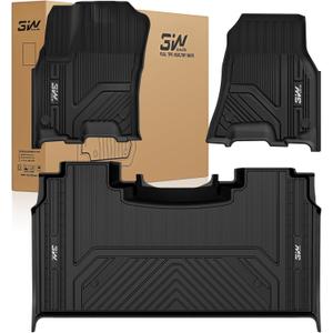 3W Floor Mats Fit for Dodge Ram 1500 Crew Cab 2025-2026(with Rear Under-Seat Factory Storage Bucket Seat), TPE All Weather Custom Fit Floor Liner for Ram 1500 Accessories Car Mats, Black