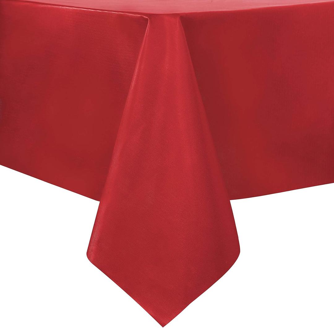 sancua 100% Waterproof Rectangle PVC Tablecloth - 54 x 78 Inch - Oil Proof Spill Proof Vinyl Table Cloth, Wipe Clean Table Cover for Dining Tables, Buffet Parties and Camping, Red