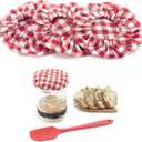 Sourdough Jar Cover, Reusable Sourdough Cloth Cover, 3pc Handmade Cotton Cloth Covers for Sourdough Starter Jar Sourdough Bread Baking Supplies Fit Jars Mouth from 3-4 Inch (Red Plaid)