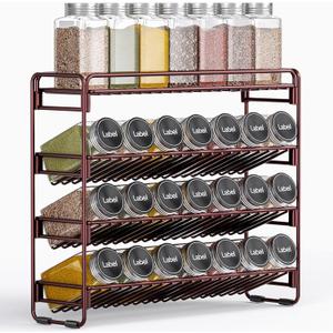 PanPanPal 4 Tier Spice Rack Organizer for Cabinet, Detachable Spice Rack for Countertop, Freestanding Spice Organization for Cabinet, Seasoning Organizer for Kitchen Pantry (13.4" Wx11.2 H, No Jars)