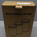 VIEWELLD 1.6 Qt Square Glass Storage Containers with Lids, Clear Food Storage Container Jar with Sealing Bamboo Lid for Noodles Flour Cereal Rice Sugar Tea Coffee Beans,Square Set of 3