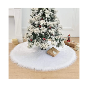 60 Inch Christmas Tree Skirt, Extra Large Thick Faux Fur, White Plush Velvet for Merry Christmas Party Decor
