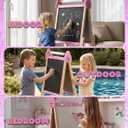 Art Easel for Kids Easel for Toddlers,Adjustable Standing Wooden Toddler Easels White Board & Chalkboard for Kids,Paint Art Easel for Kids 2-4 4-8 9-12 Painting Easels Birthday Gift (Pink)