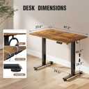 Veken 47.2" Standing Desk, Adjustable Height Office Desk with Wood Desktop, Computer Table for Home Work, Study and Gaming, Small Spaces, Modern FurnitureBrown