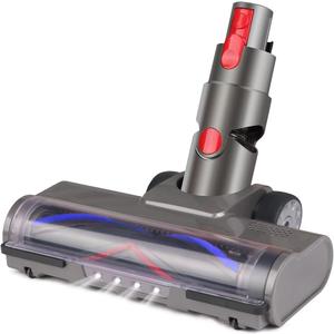 Laymi Hardwood Floor Attachment for Dyson V7 V8 V10 V11 V15 Vacuum Cleaners with LED Headlights, V Shape Turbo Bristle Roller Brush Cleaner Head Replacement Parts