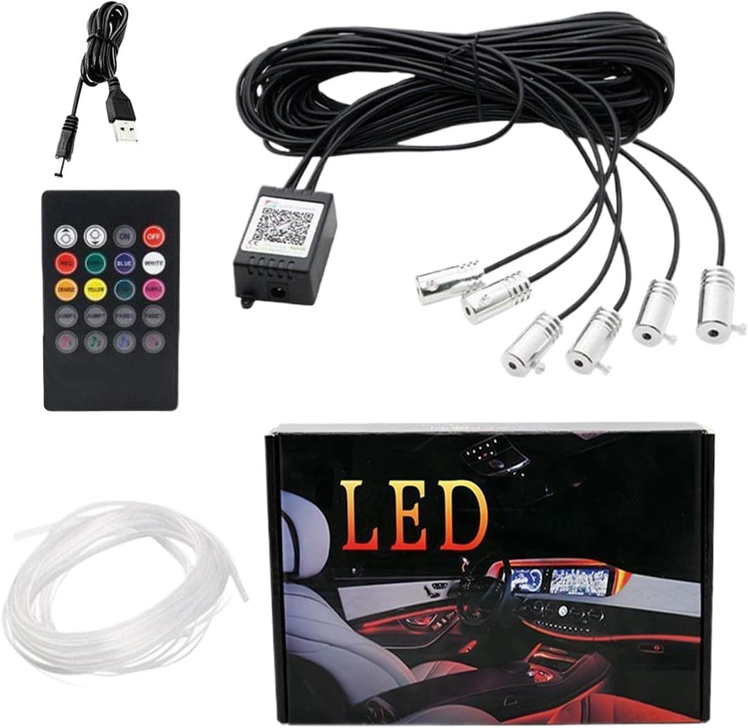 Car Atmosphere Lights, with Vibrant Multicolor Lighting, 25x15.5x4cm, Car Ambient Lighting, Interior LED Cr Lights, APP and Remote Control Options, for Vehicle, Trailer, RV, Truck, Sedan, Pickup (to six)