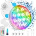 TEPENAR Rechargeable Pool Lights with Remote: (2 Pack) Submersible Led Light IP68 Waterproof 16 Color Changing Floating Underwater Hot Tub Lights with Magnet for Pond Bathtub Christmas Decoration