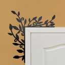 Urbraneco Floral Window and Door Corner Accent Leaf Corner Topper Decor Metal Hanging Decor for Door Corner (Black)