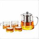 Glass Teapot Stovetop with Infuser Set High Temperature Resistant Borosilicate Clear Tea Kettle with Glass Cup as Home Tea Tools Gifts for Home Kitchen and Office