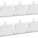 SONGMICS Set of 2 Wall-Mounted Coat Rack, Hook Rack, 8 Dual Metal Hooks, for Coats, Bags, Keys, in The Entryway, Bedroom, Living Room, White ULHR232W01