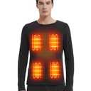 Foiueyga Men's Heated Underwear Shirt with Battery Pack, Fleece Heated Long Sleeve Shirts Electric Heating Thermal Top Dark Grey, 2 XL