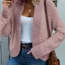 Dokotoo Women's 2026 Fashion Casual Open Front Long Sleeve Chunky Knit Cardigans Sweaters Outerwear Coats (Pink, L)