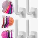 Hat Rack for Hat Storage (4-Pack), Multi-Purpose Hat Organizer, Strong Adhesive Hat Hooks for Wall Organizer for Baseball Caps, Two Mounting Options Hook, White