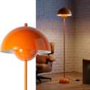 COSYLUX Modern Floor Lamp for Living Room, Industrial Tall Standing Lamp for Bedroom, Metal Shade Reflecting Light Reading Floor Lamp for Office, Nursery Room, Corner(Pastel Orange)