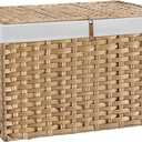 180L Wicker Storage Basket with Lid, Handwoven Rattan Large Shelf Basket with Removable Liner, 47.6 Gallon Wicker Basket for Blanket, Storage Trunk with Handle for Closet, Bedroom, Livingroom, Natural (180 L(31.5 x17.72 x 19.68 Inches))