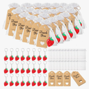 Strawberry Keychains with Thank You Tags Gift Bag for Baby Shower Party Guest Friend