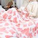 Cute Fleece Blanket Twin Size Strawberry Pink Soft Twin Blanket Lightweight Cozy Throw Blankets for Bed Couch Sofa Travel Camping 60x80 inch