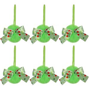 6 Pack Cute Christmas Plush Ball Hanging Decorations with Bright Red Ribbon, Ornaments for Christmas Tree, Bag, Keychain or DIY Holiday Projects, 5.1 Inch Diameter Festive Home Accents
