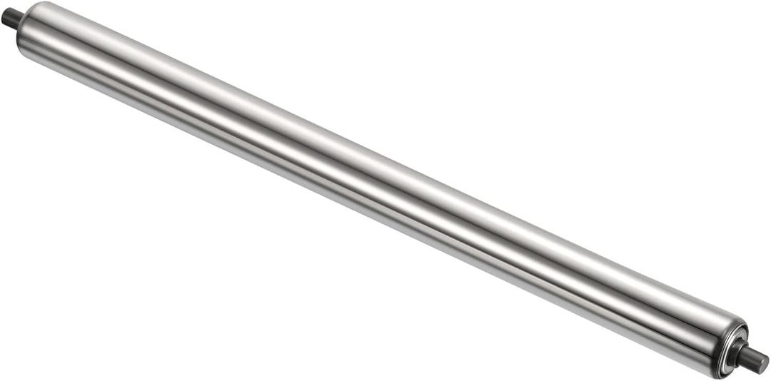 PATIKIL Conveyor Roller 1.5" Diameter 24" Length, Stainless Steel Gravity Transmission Replacement Part Galvanized End, Silver
