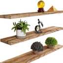 YYWUOJJ Wood Floating Shelves for Wall, Rustic Wall Shelves for Bedroom, Wall Mounted Floating Shelf, Set of 4 Light Walnut 36 Inch