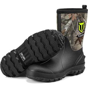 TIDEWE Rubber Boots for Men, 5.5mm Neoprene Insulated Rain Boots with Steel Shank, Waterproof Mid Calf Hunting Boots, Sturdy Rubber Work Boots for Farming Gardening Fishing (8, Next Camo G2)