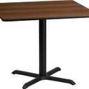 Flash Furniture 36'' Square Walnut Laminate Table Top with 30'' x 30'' Table Height Base, 36"W x 36"D x 31.13"H
