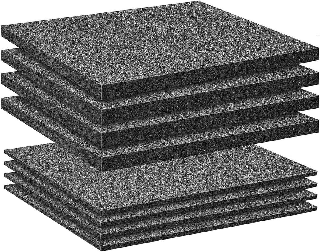 ROLLINJ 16" x 12" Pick and Pluck Foam Inserts for Tool Box 8 Pack High-Density Polyurethane Foam Sheets (40.4in + 40.8in), Customizable Toolbox Padding for Equipment, Tools, Cameras & Cases