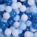 GOGOSO Ball Pit Balls for Toddler, Baby Plastic Playballs Kids Soft Pastel Pelotas Non-Toxic BPA-Free Pearl Blue+Light Blue+White 100 Balls