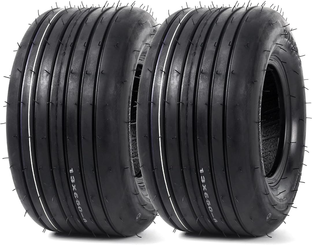 AR-PRO (2-Pack) 13x6.50-6 Tubeless Lawn Mower Tires - 4 Ply Replacement Tires for Riding Lawn Mowers, Garden Tractors, Yard Trailers & Utility Carts-Straight Rib Tread, 600 LBS Load Capacity