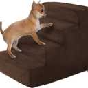 Pet Stairs Collection – Foam Pet Steps for Small Dogs or Cats, Removable Cover – Non-Slip Dog Stairs for Home and Vehicle by PETMAKER