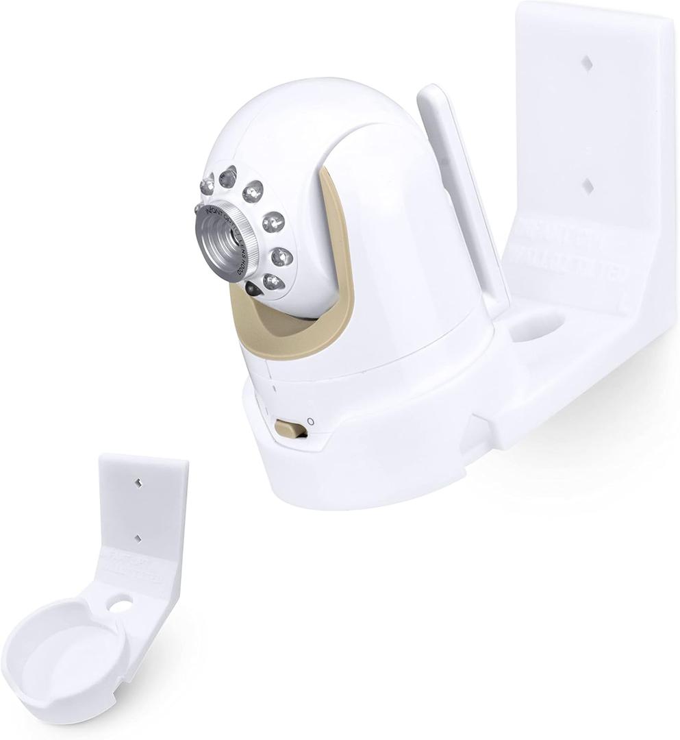 DXR8 & Pro Tilted Wall Mount Holder, Adhesive & Screw-in Bracket, Designed for Infant Optics Camera, Easy to Install, Strong VHB & Screw Mount, White by Brainwavz