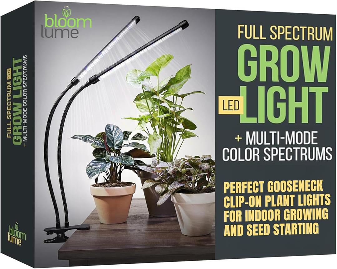 Bloom Lume LED Grow Lights for Indoor Plants Full Spectrum - Features Multi Mode Color Spectrums, Dimmable, Auto Timer, Clip on Goosneck Plant Lamp