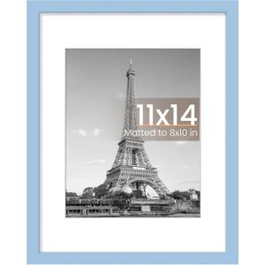 upsimples 11x14 Picture Frame, Display Pictures 8x10 with Mat or 11 x 14 Without, Wall Hanging Photo Frames, Blue, 1 Pack