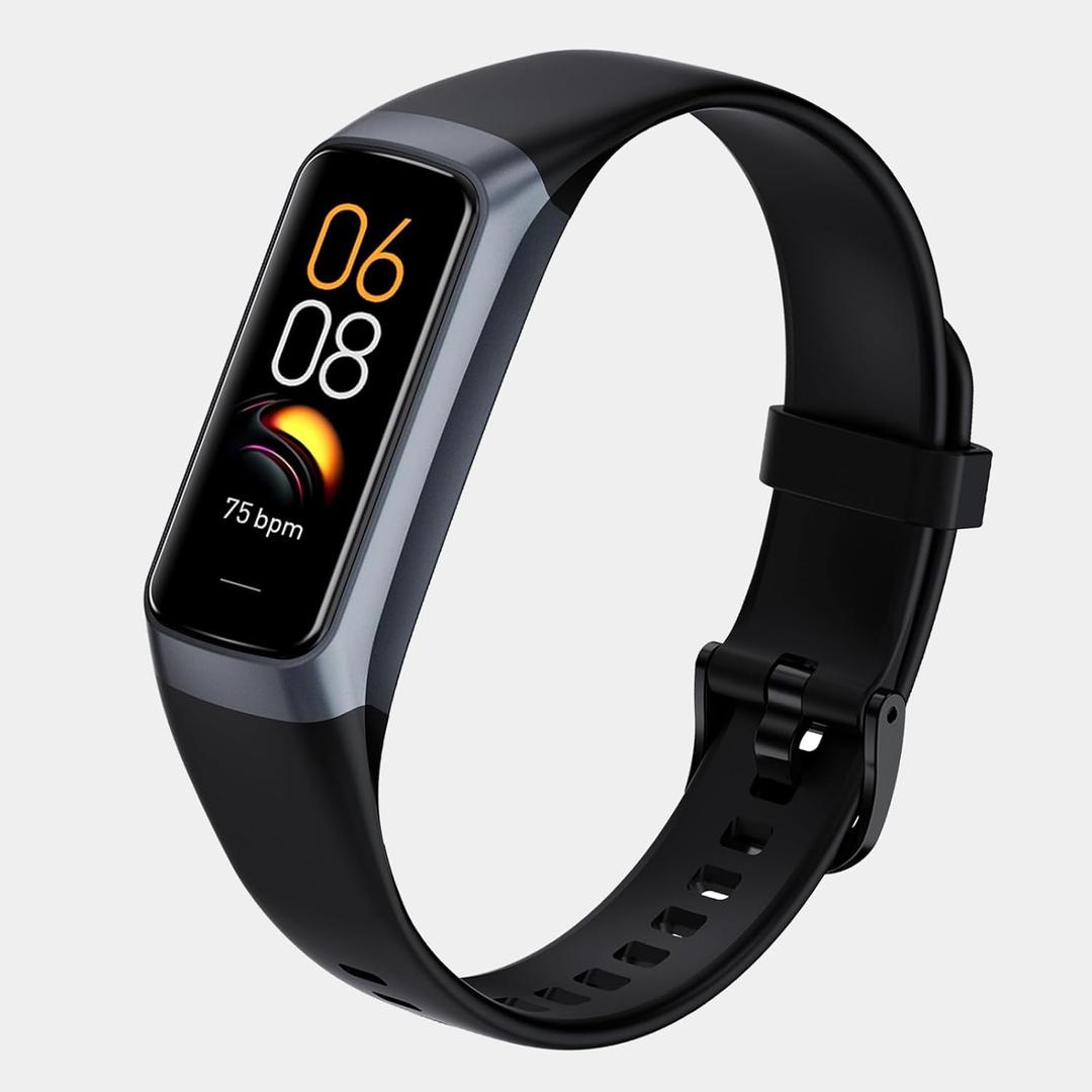 Fitness Tracker with 24/7 Heart Rate, Blood Oxygen Blood Pressure Sleep Monitor, Activity Trackers 5 ATM Waterproof,Step Calorie Counter Pedometer Health Smart Watch for Women Men (Black)